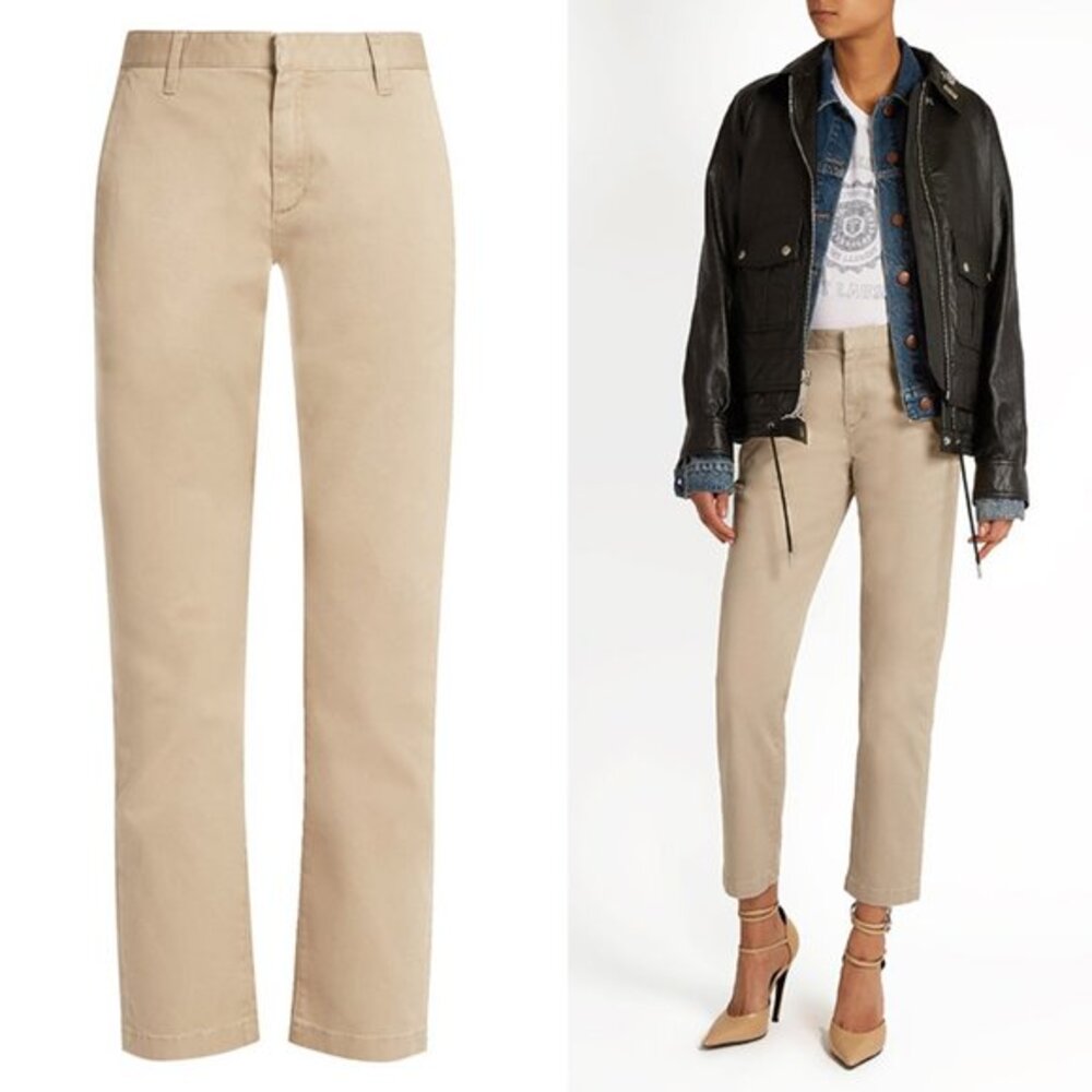 NWT Saint Laurent Tan Classic Chino Cropped Fall Khaki Chino Cropped Pants US 28